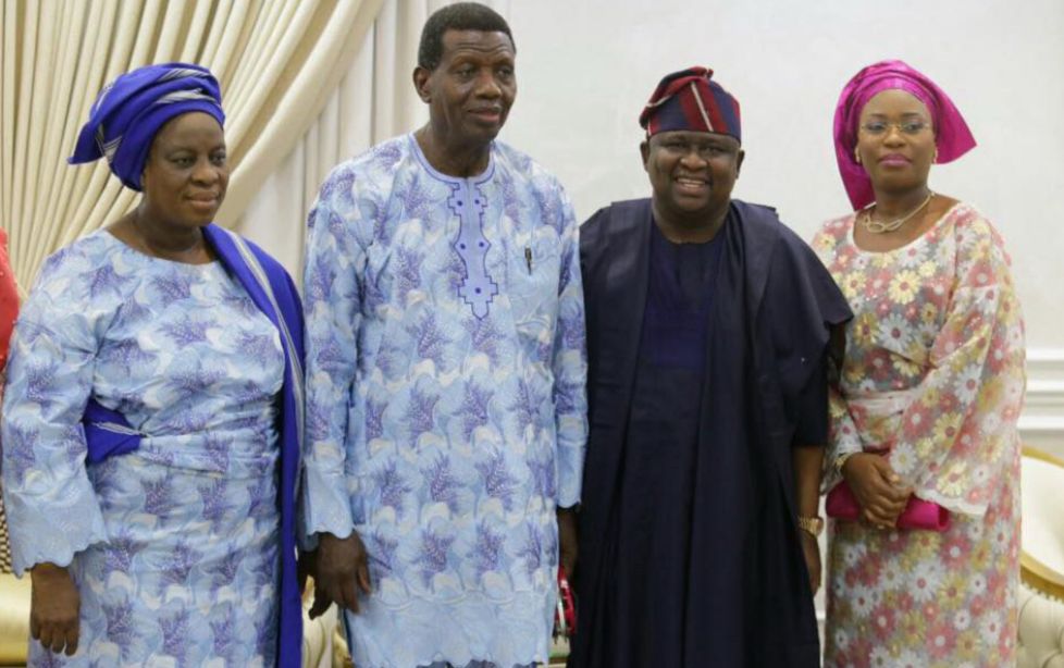 Senator Adeola and Chief Mrs. Temitope Adeola with Pastor Enoch Adejare Adeboye and Pastor Mrs. Folu Adeboye.